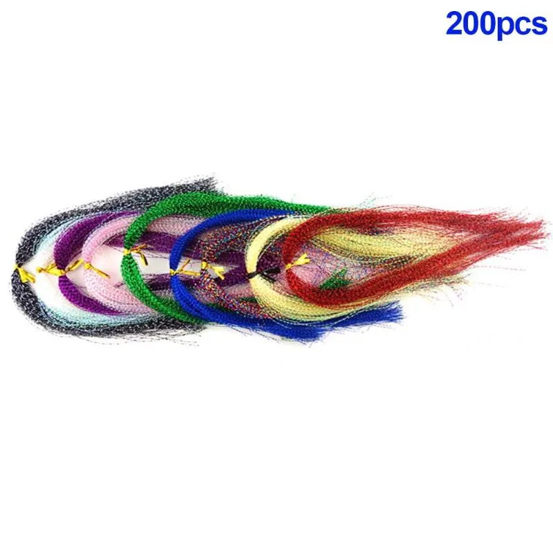 Braid Line 200pcs Jig Hook Lure Making Tying Holographic Feather Fishing Material DIY Artificial Bait ED889