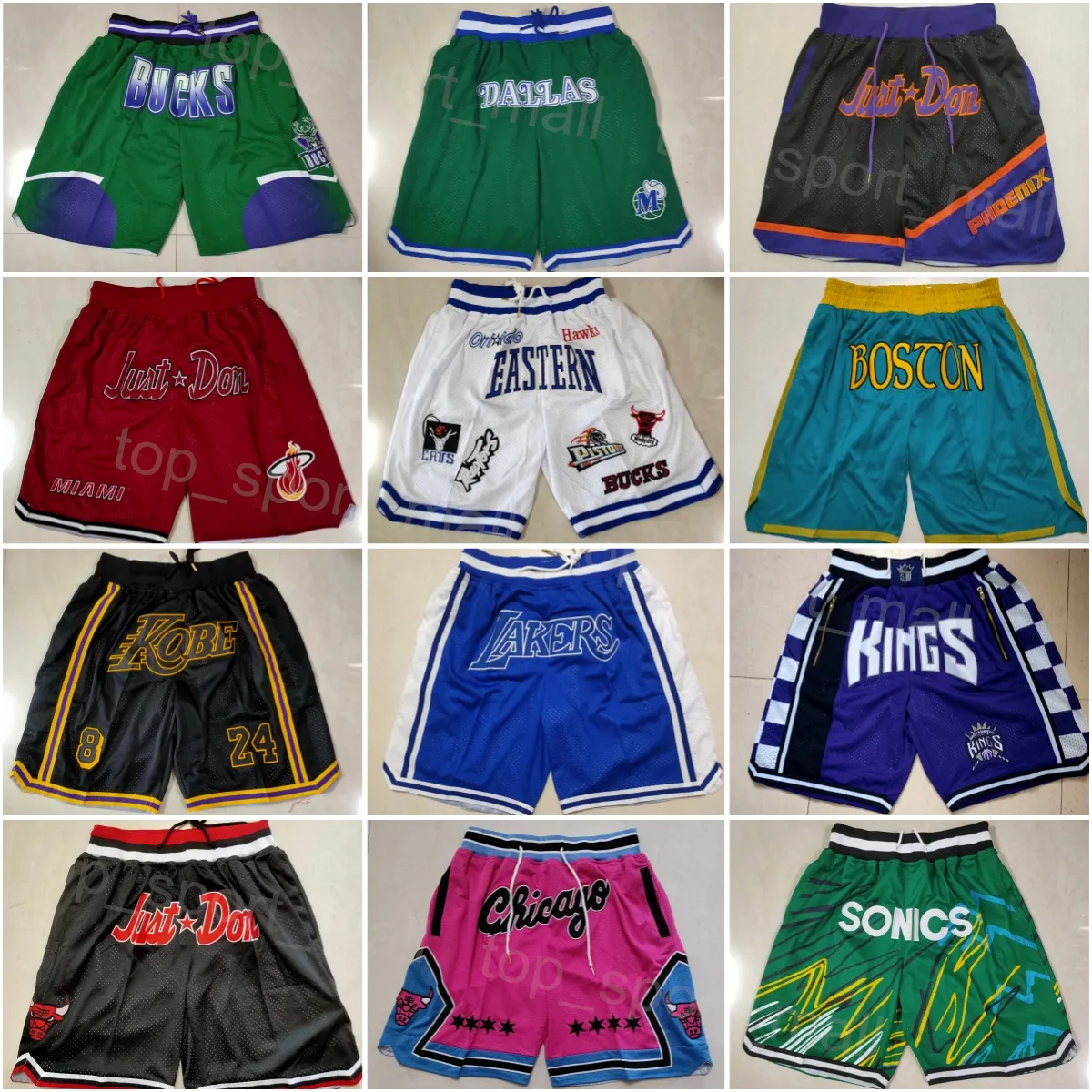 Män bara Don Basketball Shorts Sport Drawstring Pocket Zipper Pant Western Eastern Running Team bär Sweatpants Thomas Bryant Russell Westbrook Matisse Thybulle