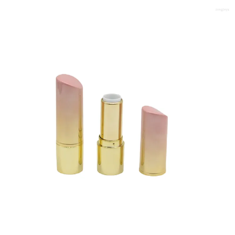 Bottiglie di stoccaggio Vuoto Tubo per rossetto Gradiente Oro rosa Unico Coperchio inclinato Tubi per labbra 12,1 mm Contenitori cosmetici di bellezza 10/30 pezzi