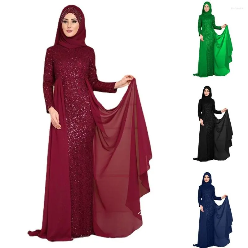 Ethnische Kleidung 5XL Muslimische Frauen Kleid für das Jahr 2023 Fischschwanz Formale Vestido Langarm Pailletten Slim Fit Abaya Robe Ropa Mujer Talla Grande