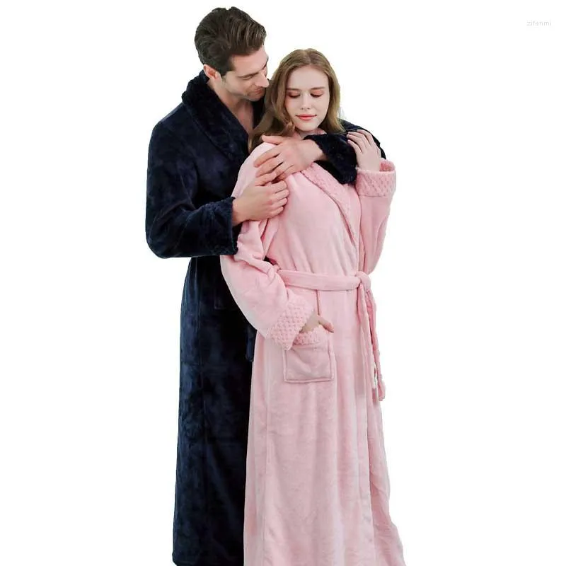 Indumenti da notte da donna Donna Inverno Addensare Flanella calda Accappatoio lungo Amanti Coppie Accappatoio Notte Vestaglia Uomo Camicia da notte