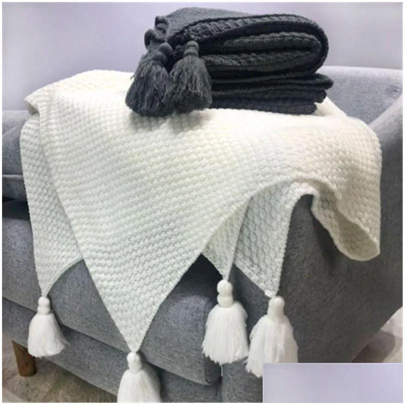 Filtar mode luft skick filt varm mjuk ull fast färg stickad högkvalitativ hem bäddsoffa