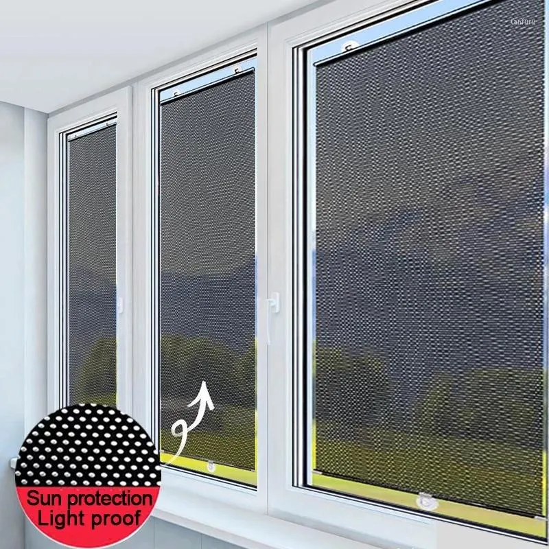 Curtain Suction Cup Sunshade Retractable Sunscreen Free Punch Blackout Balcony Roller Blind For Home Window Door