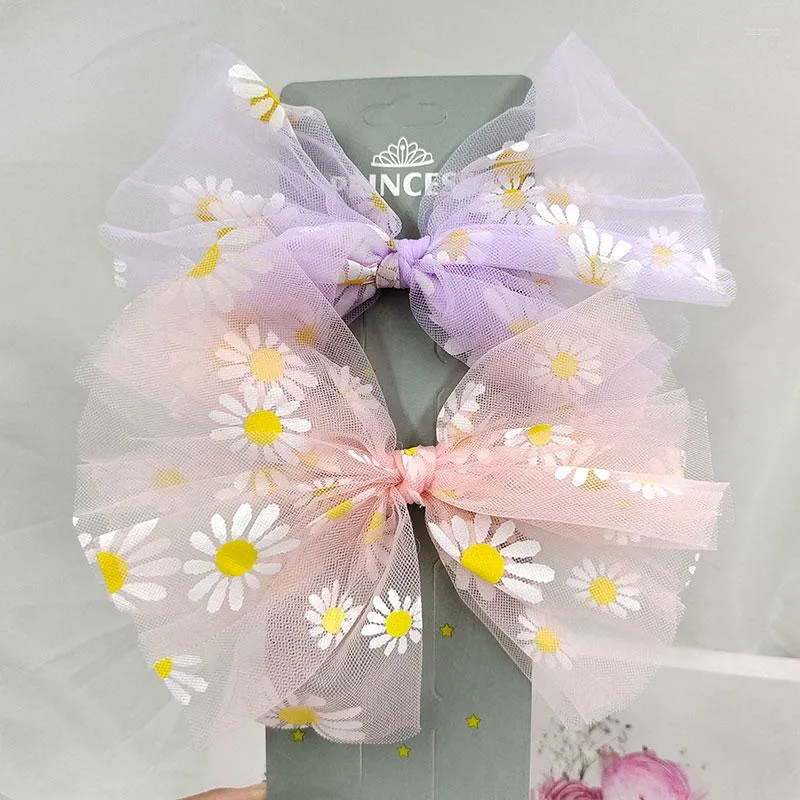 Haarschmuck, frische Blumen-Mesh-Bögen, Gänseblümchen-Mädchen-Clips, koreanische Haarnadel, handgefertigte Haarschleife, Haarspangen, Party, Schule, Haarklammern