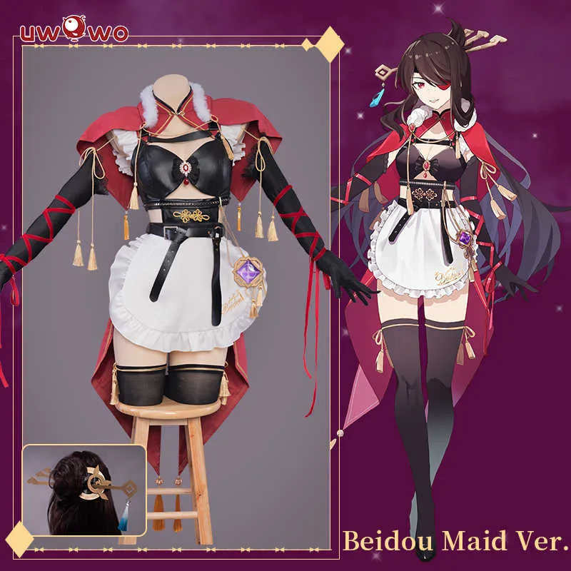 Anime kostuums uwowo beidou cosplay meid come maid jurk game genshin impact fanart exclusieve meid cosplay maid jurk outfits z0301