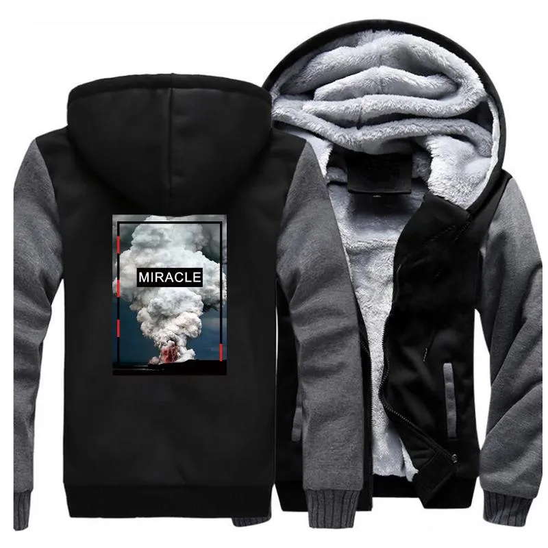 Heren Hoodies Sweatshirts Vulkanische uitbarsting Jassen mannen Natuurlijke winter dikke rits fleece warme jassen sportkleding uit het oog plus sizemen's