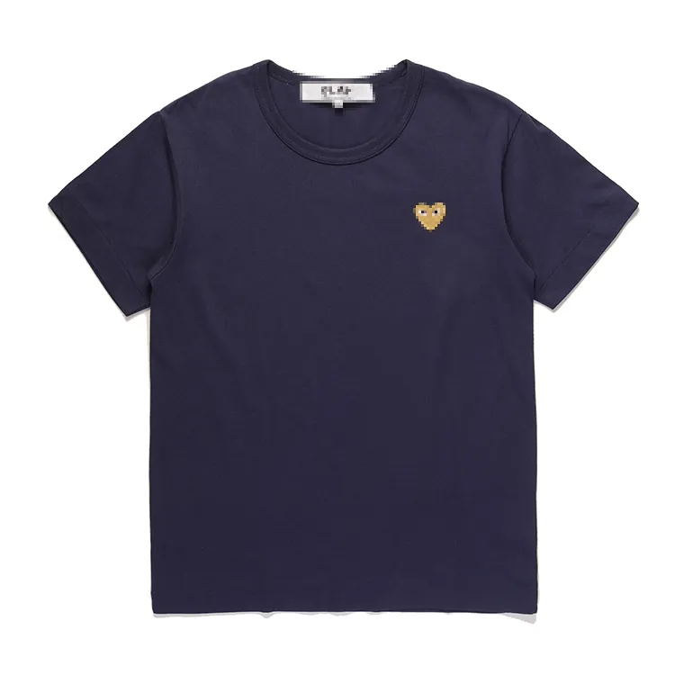 Camiseta de diseñador Camisetas para hombre Azul marino Com Des Garcons Play Camiseta para mujer XL Corazón dorado