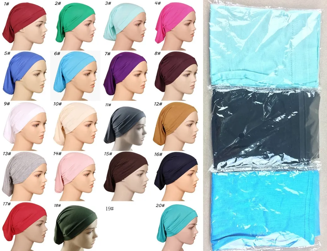 Muslimsk mössa täcker headwrap under halsduk inre headwrap under