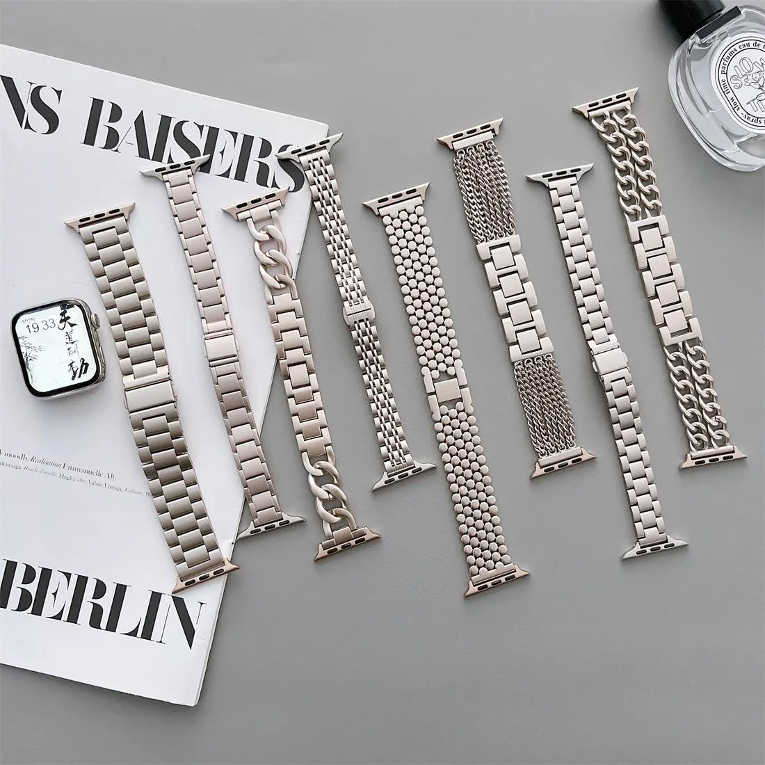 Starlight Family Straps Band Band Chain Alloy Bricelet Bracelet Bracelet Bracelet Bracelet Metal Fands for Apple Watch 38/40/41mm 42/44/45/mm slit for iWatch Series 3 4 5 6 7 8