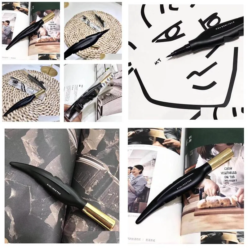 Eyeliner M Trucco Penna di marca Feather Design Liquid Waterproof Long Lasting Smooth Black Brow Eye Liner Cosmetici Drop Delivery Salute Dhbos