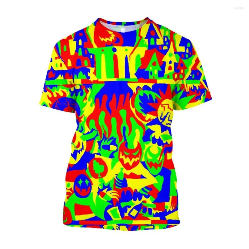 T-shirts pour hommes Jumeast univers 3D peint imprimé dessin animé hawaïen Y2K Streetwear T-shirts surdimensionnés pour hommes vêtements Kawaii T-shirty