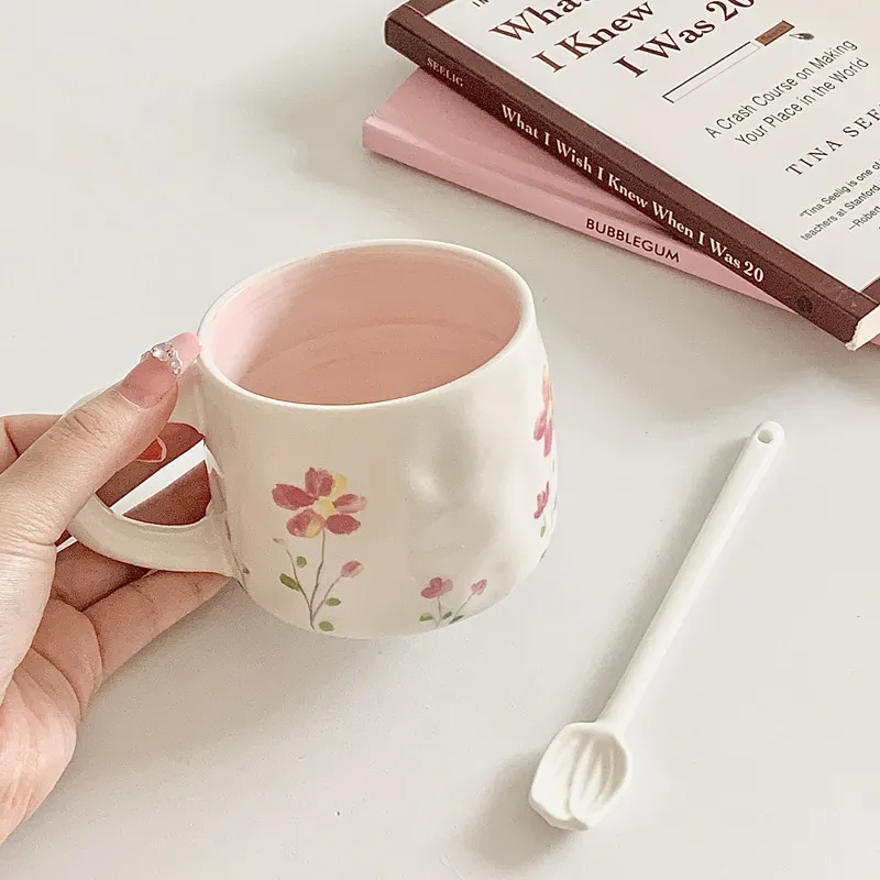 Xícara de café rosa conjuntos