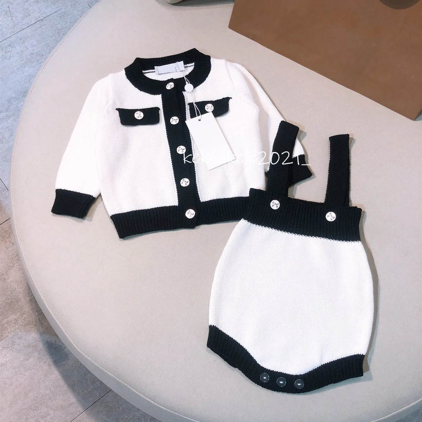 Baby Girls Clothing Sets Cute Rompers and Cardigan Sweater Coat Newborn Princess Suspender Knit Bodysuit Kids Infant Girls Clothes