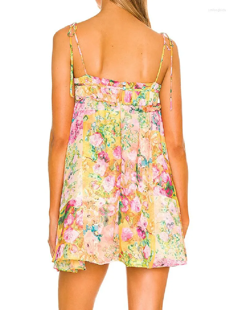 yellow backless skater dress Butter Yellow Lace Trim Corseted Mini Skater Dress I Dresses main image 1