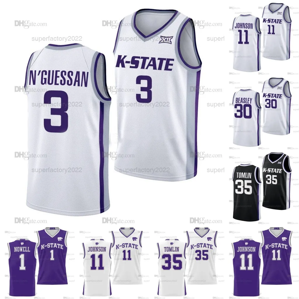 Ncaa Kansas State College Maglie da basket David N'an Cam Carter Markquis Nowell Keyontae Johnson Desi Sills Michael Beasley Nae'qwan