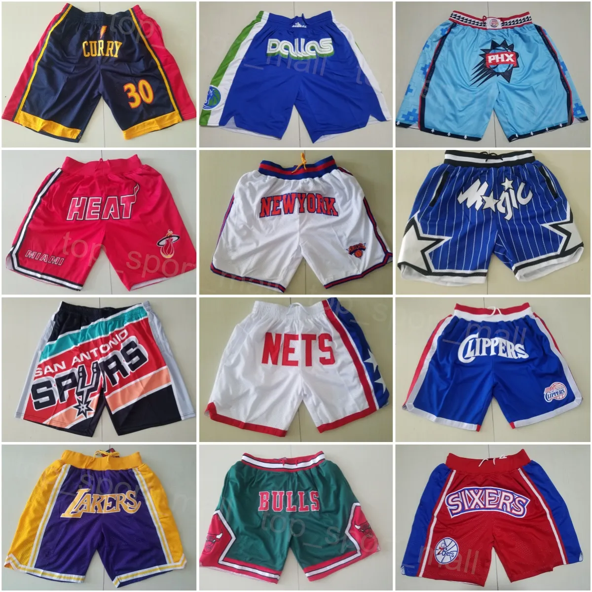 Män bara Don Sport Shorts Basketball Pant DrawString dragkedja Pocket Sweatpants Running Team Elastic midja Wear Jakob Poeltl Julius Randle Bradley Beal Bones Hyland