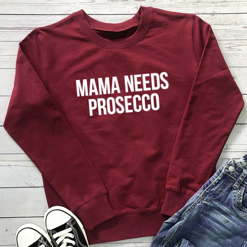 Wo Sweatshirts Mens Hoodies Sweatshirts MaMa Needs Prosecco Arrival Russian Cyrilli 100%Cotton Women Sweatshirt Funny Spring Casual Long Sleeve Top 230307