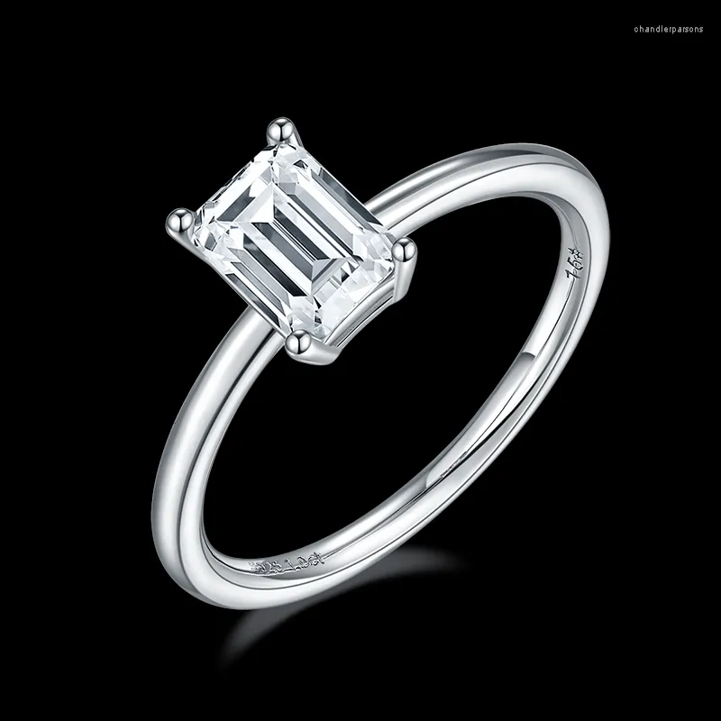 Bagues de Grappe UMCHO Classique Rectangulaire 925 Argent Sterling Incrusté 1.0CT Moissanite Dames Bague Anniversaire Fête De Mariage Premium Bijoux