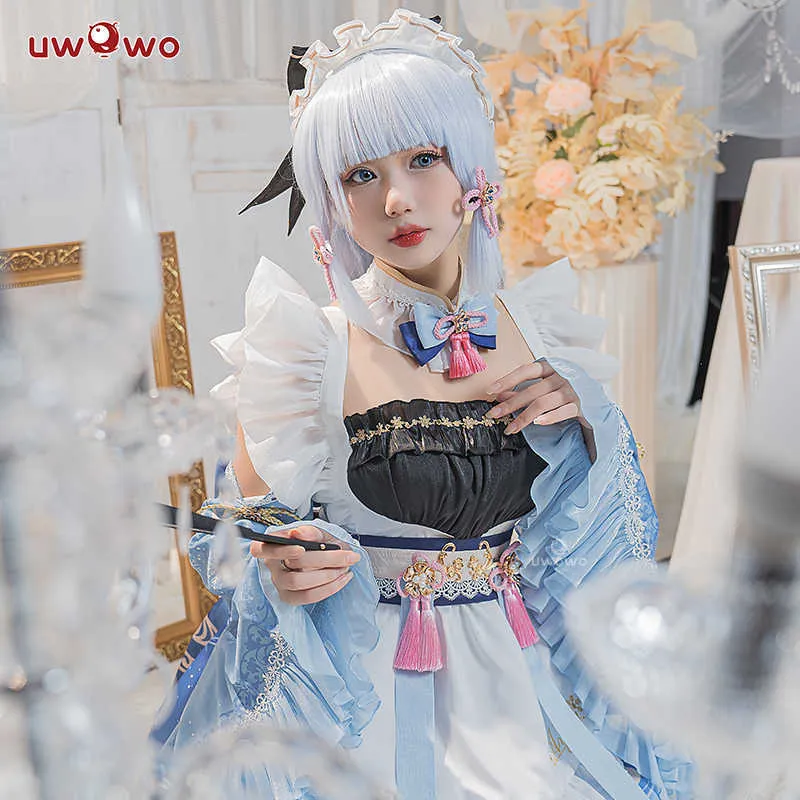 Costumes Anime UWOWO Ayaka Cosplay Maid Dress Halloween Come Christmas Come Maid Cos Jeu Genshin Impact Fanart Kamisato Ayaka Cosplay Z0301