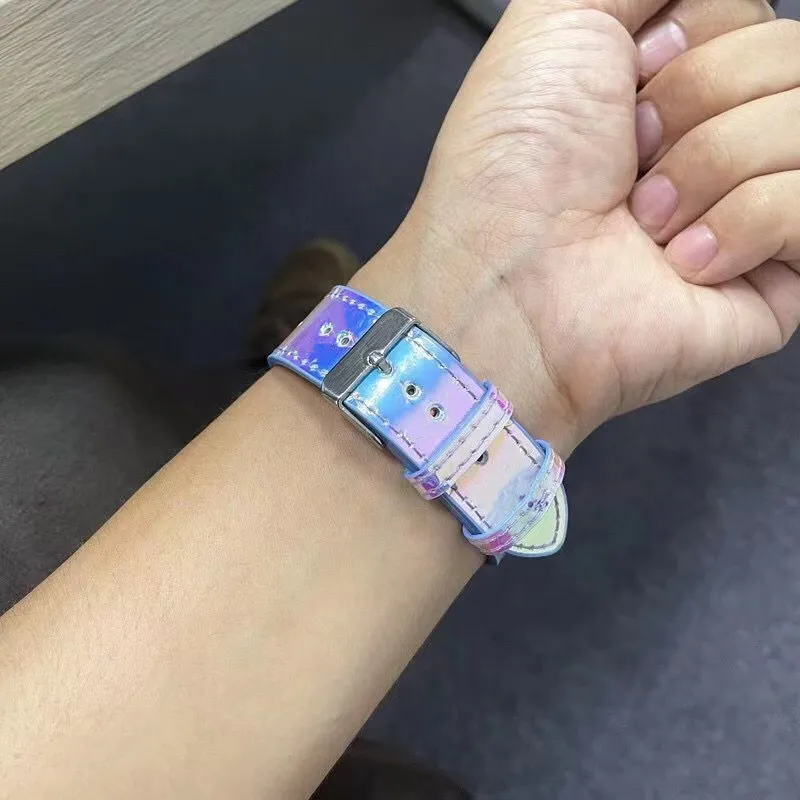 Luxury Watch Bands For Apple Watch Straps Series 7 1 2 3 4 5 6 Watchbands 41mm 45mm 38mm 44mm Link Leather Fashion Wristband Bling Embossing Women Men
