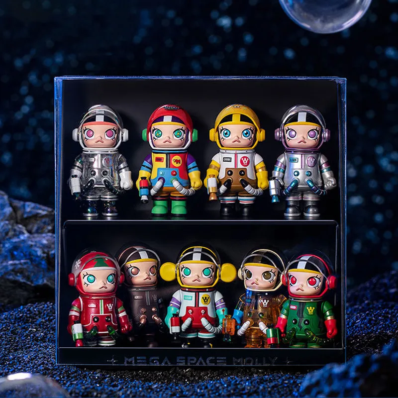 Nytt Spot Space Molly Anniversary Blind Box Mega Collection Series 100% Astronaut Popmart Bubble Mat Space 7.6 cm