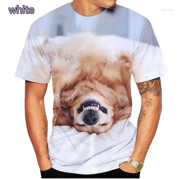 T-shirts pour hommes 2023 été mignon chien 3D imprimé T-shirt mode à manches courtes Golden Retriever décontracté homme chemise