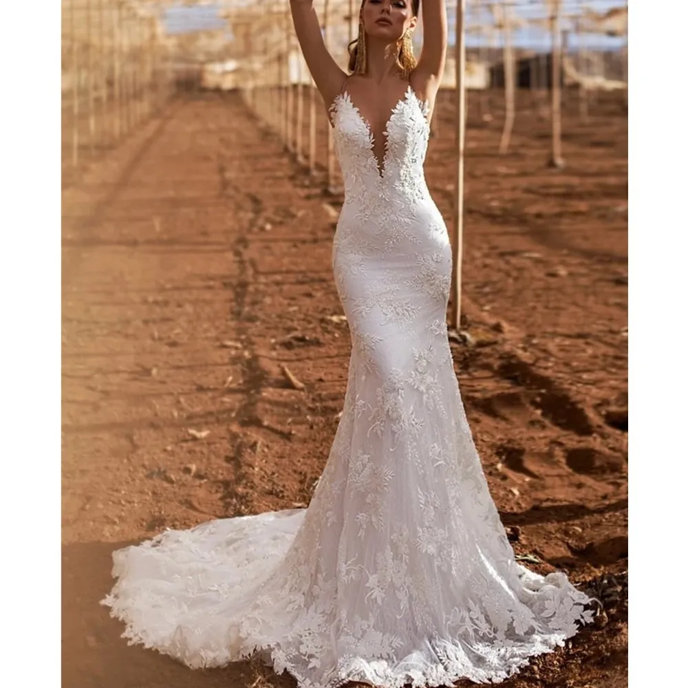 chinese dress ladies Stunning Lace Applique Sleeveless Backless Country Wedding Dresses, CW0341 US10 / As Pic main image 1