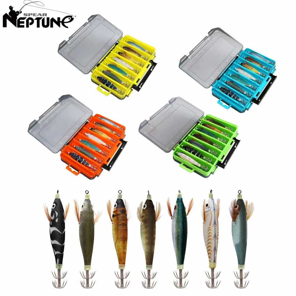 Baits Lures 1 Set Fishing Lure Luminous Squid Jig Hook Wood Shrimp Artificial Octopus Cuttlefish Saltwater Hard Bait Fish Goods 230307