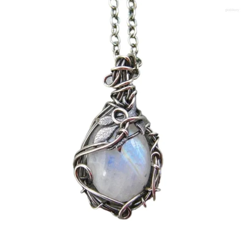 Pendanthalsband Teardrop Chain Necklace Moonstone Jewelry Decor gåva för vuxna