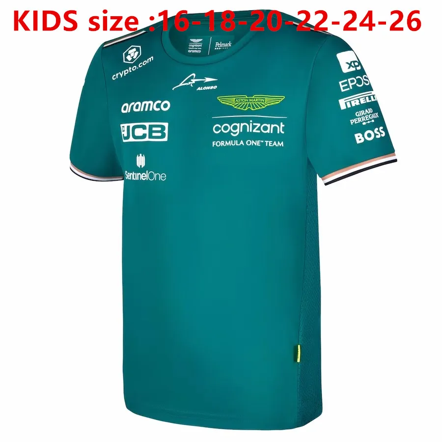 Aston Martin Aramco Cognizant F1 2023 Official Fernando Alonso Team Driver T-Shirt - Kids Aston Martin VETTEL STROLL F1 2022 Official Team Driver T-Shirt size :16--26