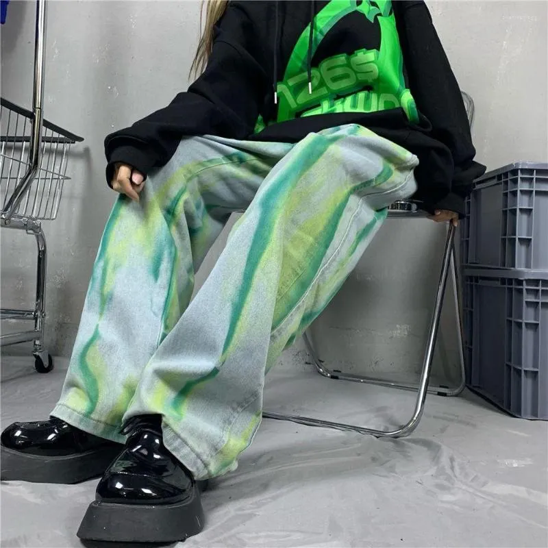 Jeans da donna Tie Dyed Baggy Fashion Pantaloni larghi dritti larghi Streetwear Femme Abbigliamento Pantaloni gotici Harajuku Uomo 2023
