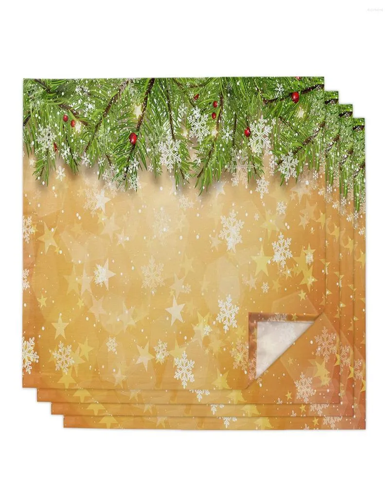 Table Napkin Christmas Snowflake Background 4/6/8pcs Cloth Decor Dinner Towel For Kitchen Plates Mat Wedding Party Decoration