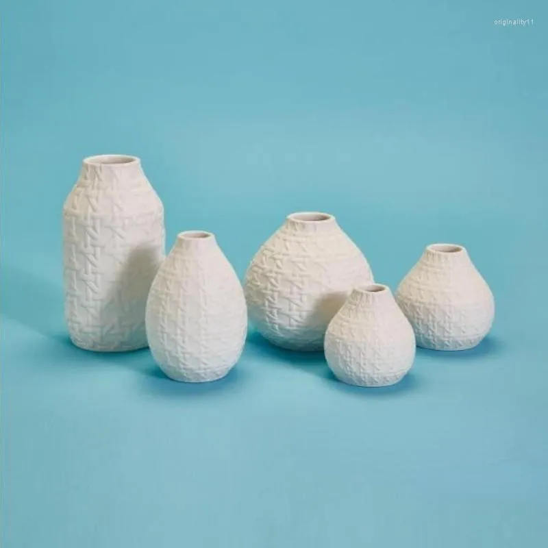 Vases Love Weaving Modern Simple Texture White Porcelain Vase Set Decoration Living Room