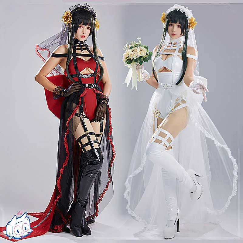 Costumes anime anime espião x família yor forger cosplay vêm com flores femininas femininas