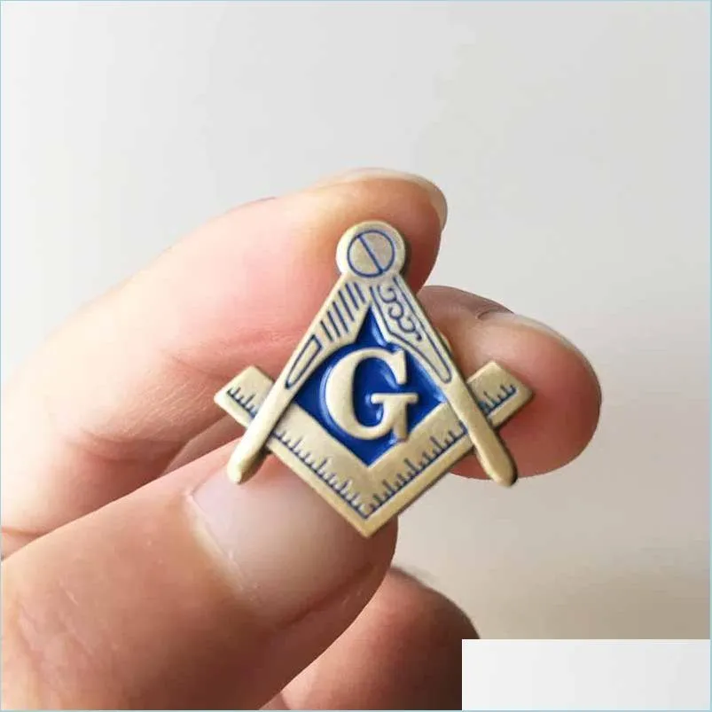 Spille Spille 10 pezzi Piazza e bussola G Blue Lodge Spille personalizzate in fabbrica Spilla massonica Smalto morbido Distintivo in metallo Mason Masons Dhwod