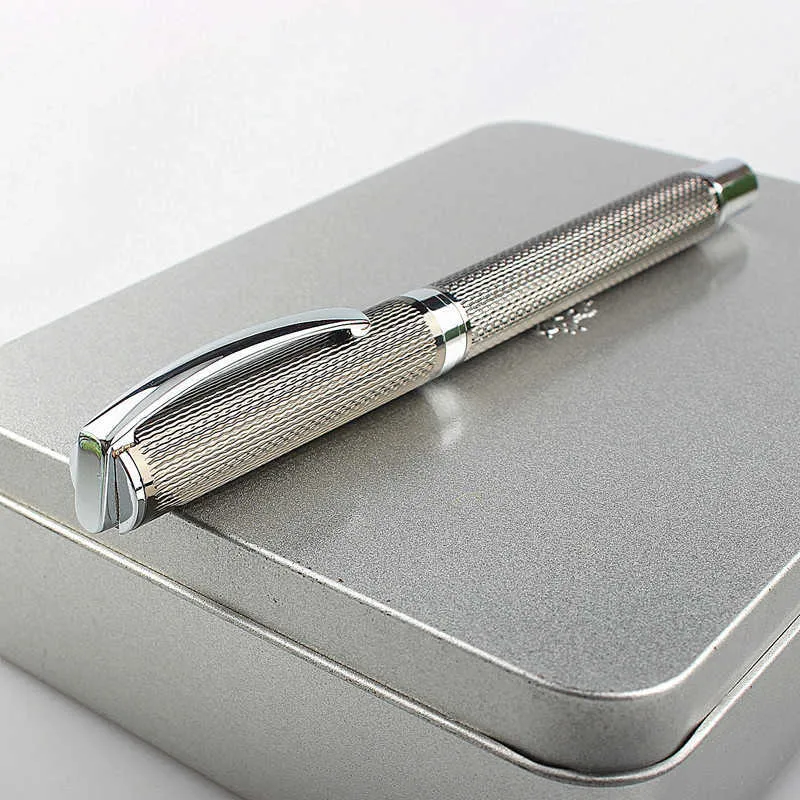Gel pennen luxe kwaliteit metaal zwart grijze bedrijfskantoor rollerbal pen 05 mm nib zilveren clip rollerball pen kantoor schoolbenodigdheden j230306