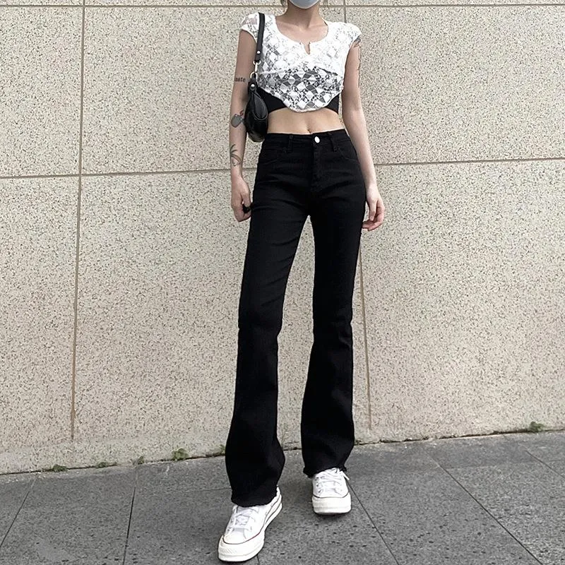 Jeans pour femmes Taille basse Femmes Baggy 2023 Mode Pantalon à jambe droite Y2K Denim Pantalon Vintage Lâche Noir Lavé Maman