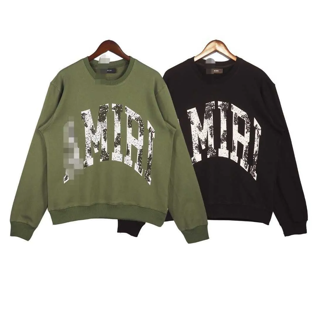 Hög version Autumn Winter New Old Crack Letter Print High Street Loose Hoodie