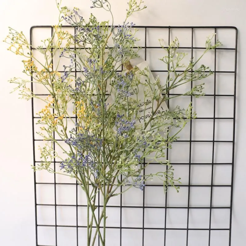 Flores decorativas plástico gypsophila plantas artificiais para diy casa arranjo floral material festa de casamento flor decoração da parede falso