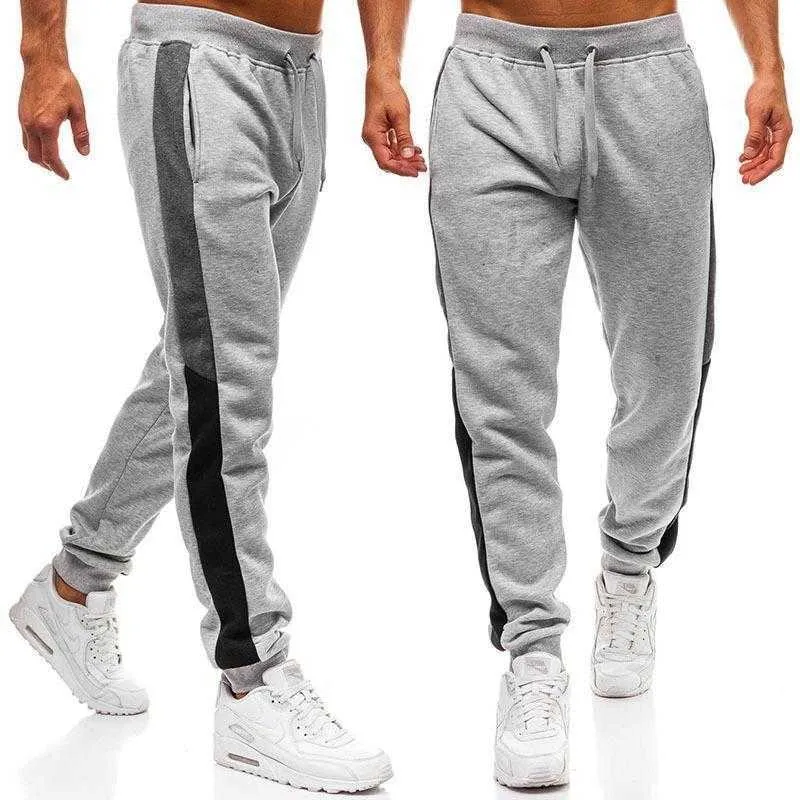 Herrbyxor Nya herrar Löst sport som kör rand Sweatpants Fitness Training Pants 2023 Men's Straight Trousers Tracksuit Jogging Sportswear Z0306