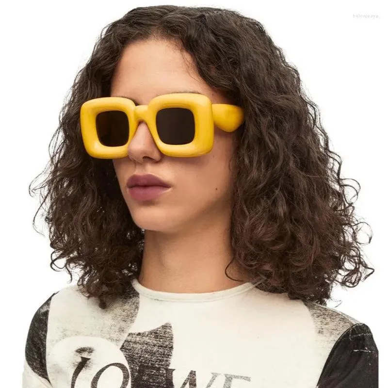 Sunglasses Candy Color Cute Thick Square Women Men Trendy Inflated Hip Hop Frame Y2K Glasses Funny Shades UV400