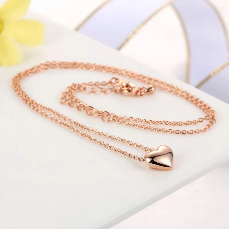 Anhänger Halsketten Herz Halskette Für Frauen Einfache OL Stil Rose Gold Farbe Party Hochzeit Geschenk Top Qualität ZYN099 ZYN100