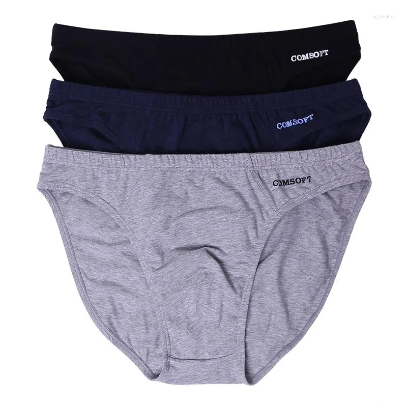 Underpants 3pcs/pacote de calcinha masculina algodão respirável masculino confortável calcinha sólida lingerie lingerie plus size