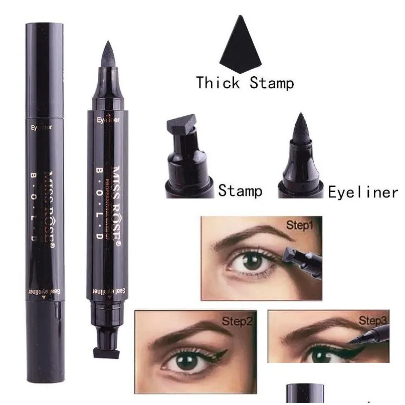 Eyeliner Miss Rose Stempel Siegel Bleistift Professionelle Augen Make-Up Werkzeug Doppel Köpfe Zwei Stift Drop Lieferung Gesundheit Schönheit Augen Dh0Eb