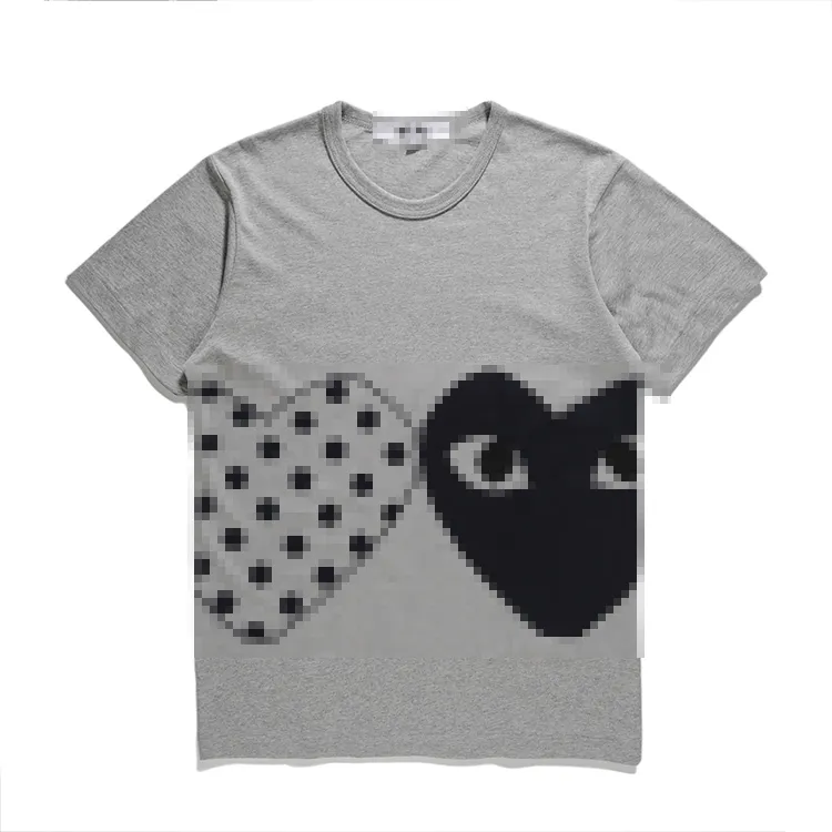 Designer Tee Herren T-Shirts CDG Com des Garcons Zwillinge Herz Herren spielen T-Shirt T-Shirt Grau Größe xl