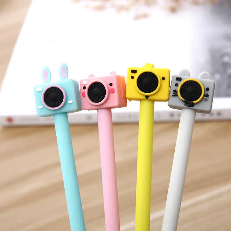 Gel Pens Creative Cute Camera Gel Pen Black Ink Gel Pen Kawai Stationery School Office Supply J230306