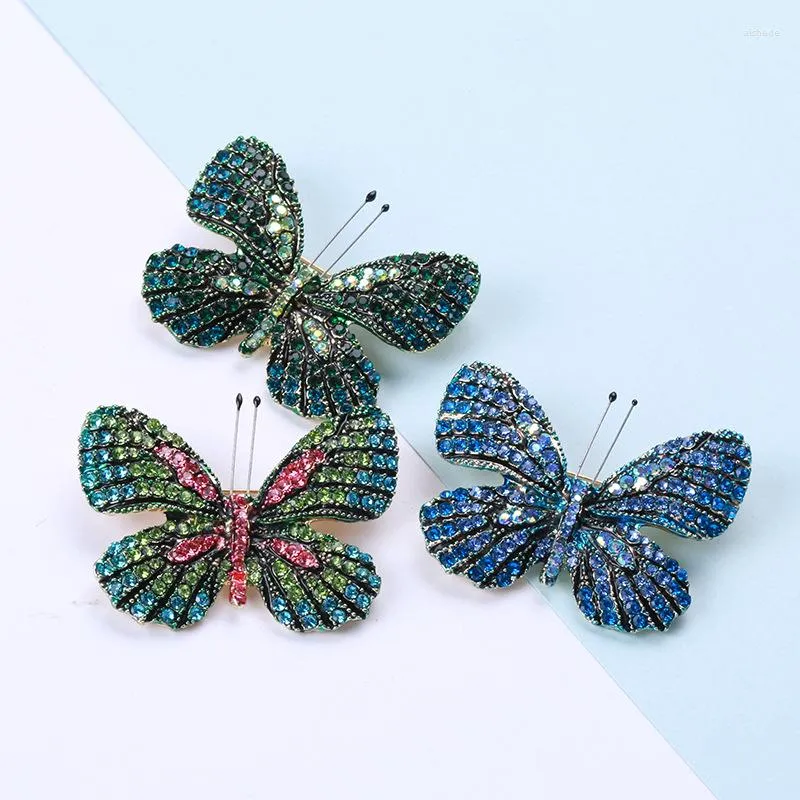 Brooches Full Rhinestone Butterfly For Women Unisex 4-color Insect Wedding Party Office Clothing Sweater Jewelry Accesories