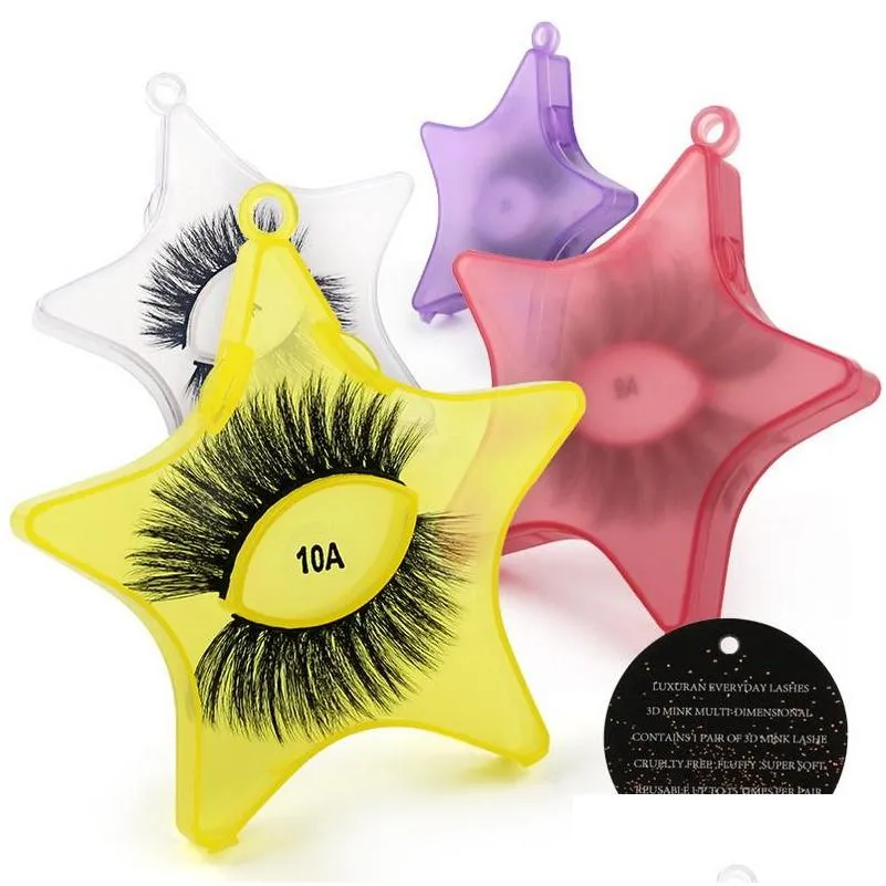 False Eyelashes 1 Pair Exaggerated Thick With Stars Case 3D Natural Mink Lash Colorf Eyelash Tapared Crisscross Winged Makeup Wholes Dhrsk