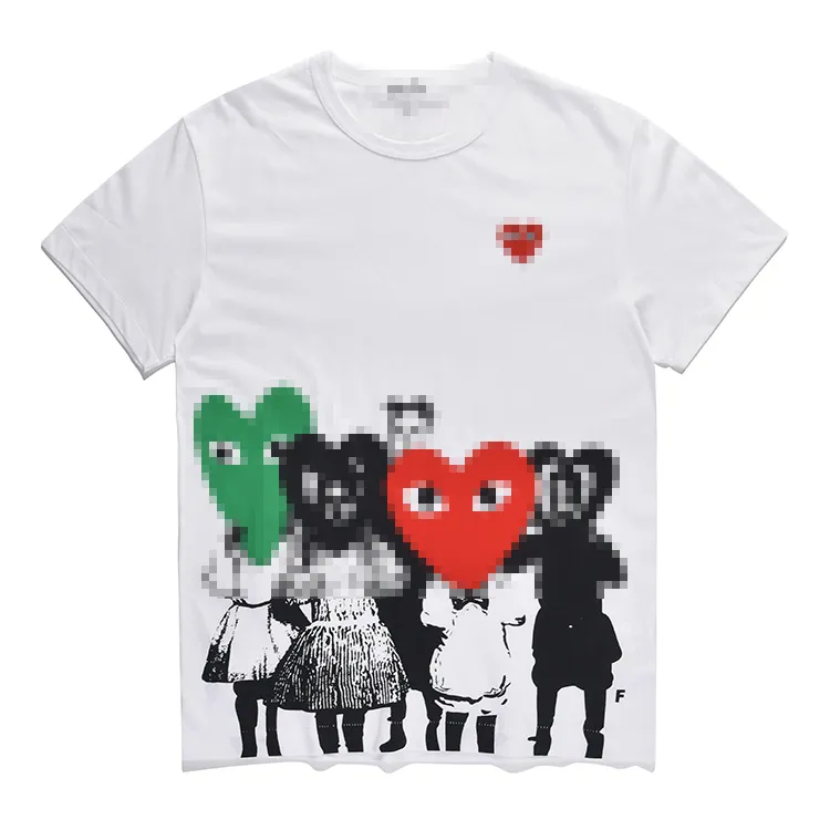 Designer TEE Men's T-Shirts Little Red Heart Com Des Garcons PLAY T-Shirt Men's Size Tee XL Brand White