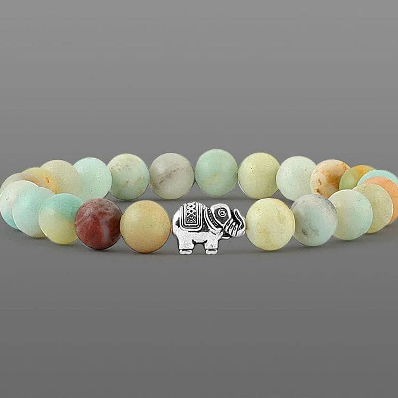 Strand Beaded Strands Elephant Bracelet Mala Bead Stone Jewelry Buddhism Yoga Fertility BraceletBeaded